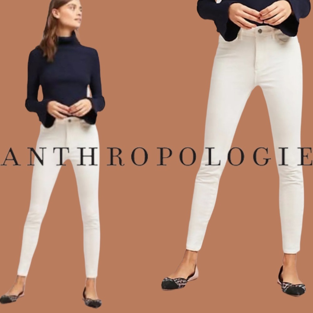 Nwt Anthropologie Pilcro Corduroy High Rise Skinny Jeans Size 23 tall cream new